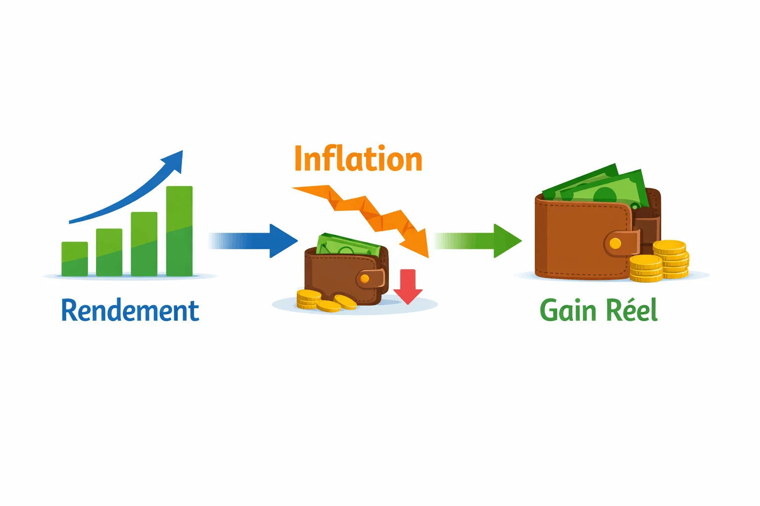 difference rendement gain inflation bourse explication simple
